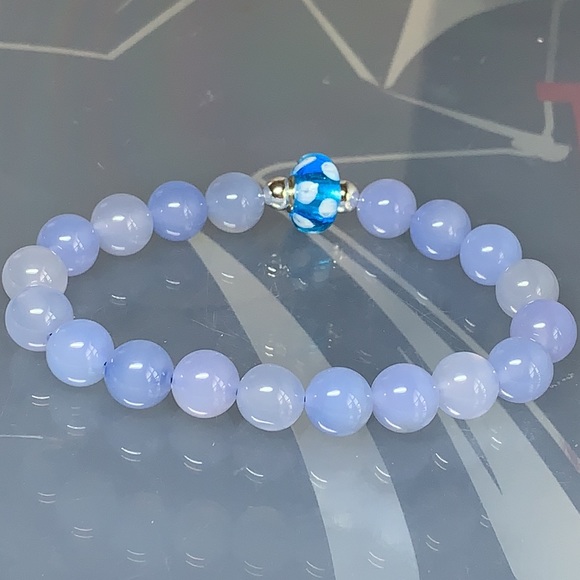 CHALCEDONY STONES NATURAL BRACELET Size 6” - Picture 4 of 6